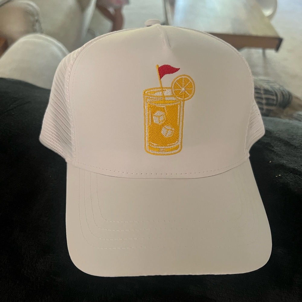 White Trucker Hat with Lemonade Embroidery